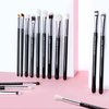 Jessup Eye Makeup Brushes Set Professional 15pcs with Eyeshadow Blending Concealer Eyebrow Eyliner Brush (Pearl Black/Silver)