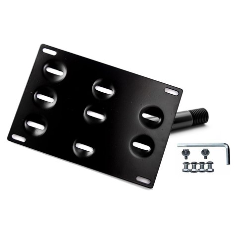 Xotic Tech Tow Hook License Plate Screw On Mount Bracket Compatible with Jaguar XF 2009-up, XE 2017-up (Black)