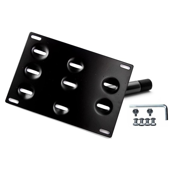 Xotic Tech Tow Hook License Plate Screw On Mount Bracket Compatible with Jaguar XF 2009-up, XE 2017-up (Black)