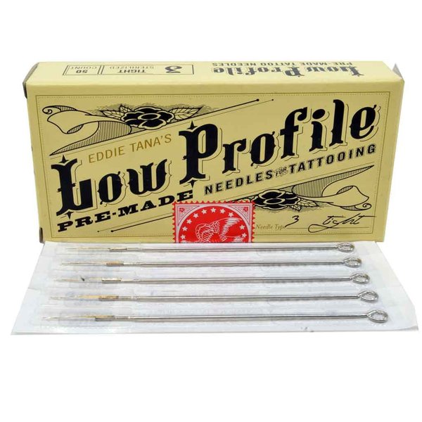 ELEMENT TATTOO SUPPLY - Eddie Tana Low Profile - Tattoo Needles - Long Bar - Tight Round Liner - Box of 50 - Long Taper - 7RL