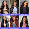 kiotioy Body Wave Lace Front Wigs Human Hair Pre Plucked 13x4 HD Transparent Lace Frontal Glueless Wigs Human Hair Natural Hairline 180 Density Human Hair Lace Front Wigs Bleached Knots 24 Inch
