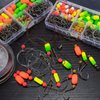 Dr.Fish 200PCs Pompano Rig Making Kit Surf Fishing Rig Accessories Bottom Rig Parts Snell Floats Fishing Beads Circle Hooks Saltwater Fishing Swivels Duo Lock Snaps
