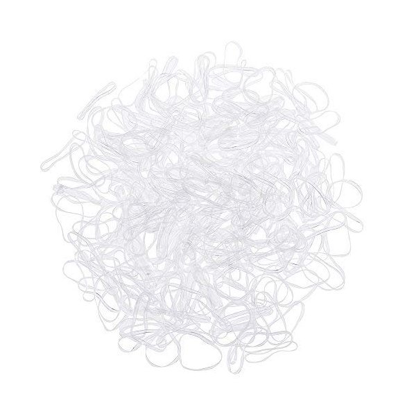 No Snag Hair Ties/Elastics - 200pc Pack (2cm Diameter - Clear) Rubber Bands for Hair | Baby Hair Ties & Small Hair Ties | Hair Rubber Bands & Elastic Hair Bands | Hair Elastics for Women's Hair