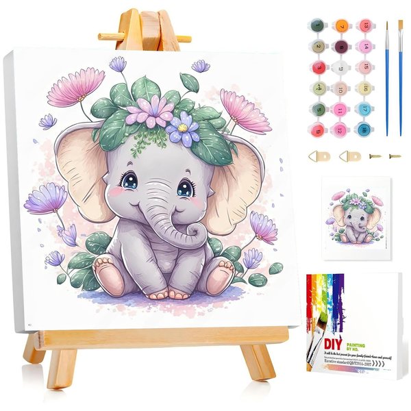 Paint by Numbers Kit for Kids Ages 8-12 Framed Animal Paint by Numbers Kit for Kids with Frame, Paints and Brushes,Easy Beginners Paint by Number Kits Framed Canvas12*12 Inch