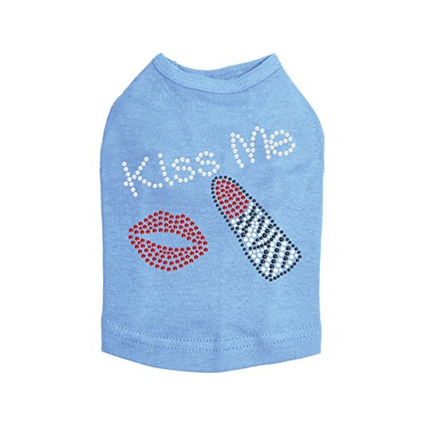 Kiss Me (Lips and Lipstick) Dog Shirt 3XL Blue