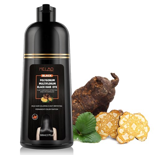 Vemofoper Black Hair Dye Shampoo for Gray Hair, Semi-Permanent Grey Coverage Shampoo,Hair Color Shampoo for Women Men,3 in 1 with Herbal Natural Ingredients (17 Fl Oz 500ml)