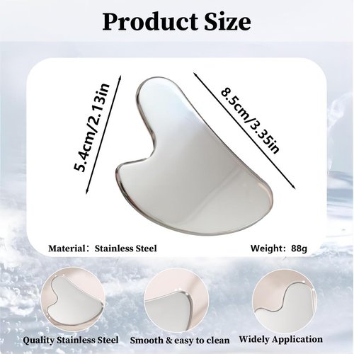 304 Stainless Steel Gua Sha Tool for Face, Face Roller Massager Metal Gua Sha Tool Massage Scraper for Body Eyes Neck Back and Facial Skin Care