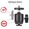 Universal 1/4" Swivel Mini Ball Head Screw Tripod Mount with Hot Shoe（2 Pack）, Eszkozta 360 Degree Rotating Mount Base Adapter for DSLR Cameras HTC Vive Tripods Monopods Camcorder Light Stand…