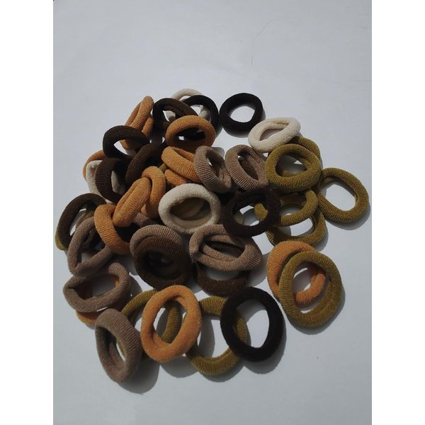Generic Black & Brown Shades Hair Ties 50pcs for Women Girls, Seamless Thick Black Hair Band, Elastic Hair Ties No Ponytail Holder