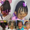 Kids Ponytail Hair Extension Braid Girls Braided Ponytail Hair Extension Clip On Go For Girls Beads,Black Hair Band & Bow Included,Detachable and Reusable (white)