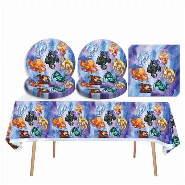 41 pcs wings of fire Birthday Party Supplies 20 Plates + 20 Napkins + 1 Tablecover Birthday Party Themed Party Supplies Set