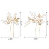 SWEETV 2Pcs Bridal Hair Accessories Pearl Bride Wedding Hair Pins Leaf Bridal Head Piece Rhinestones Hair Jewelry Gold Hair Accessories for Women and Girls