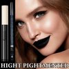 2Pcs Matte Lipstick and Lipliner Set,Velvet Liquid Lipgloss Set Non-Stick Cup Black Lip Gloss Lip Liner,High Pigmented Black Lipstick Long Lasting Waterproof Lip Stain Set for Women Halloween Goth Mak