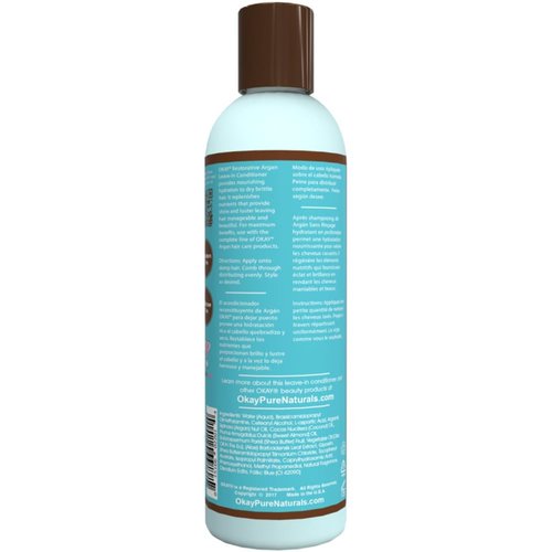 OKAY | Argan Leave In Conditioner | For All Hair Types & Textures | Restore, Hydrate & Smooth Hair | With Coconut, Almond, & Aloe Vera | Free Of Parabens, Silicones, Sulfates | 8 Oz