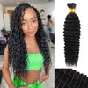 Human Hair Bulk For Braiding No Weft 100% Unprocessed Brazilian Virgin Weave Braid Deep Wave Curly Human Hair Extensions Two Bundles Micro Braiding Human Hair 100g No Weft(20 inch, Natural Black)