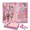 Manicure Set Professional Nail Manicure Kit for Women, 21 in 1 Manicure Kit Pedicure Kit Stainless Steel Nail Clipper Kit Nail Care Kit Travel- Pink