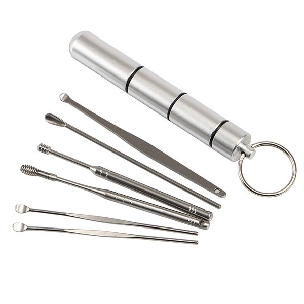 Ear Wax Removal kit, Ear Cleaner, 6-Piece Stainless Steel Ear Pick and Portable Storage Box, Remove Earwax Anytime Anywhere (Silvery)
