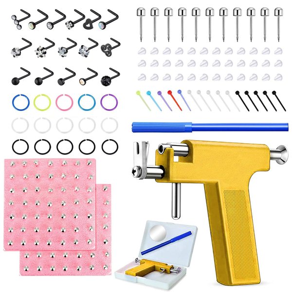 JOYTOYOU 567PCS Reusable Body Piercing Gun Tool Set Professional Ear Nose Lip Piercing Machines with Piercing Studs Retainers Earrings for Home and Salon Use Colorful