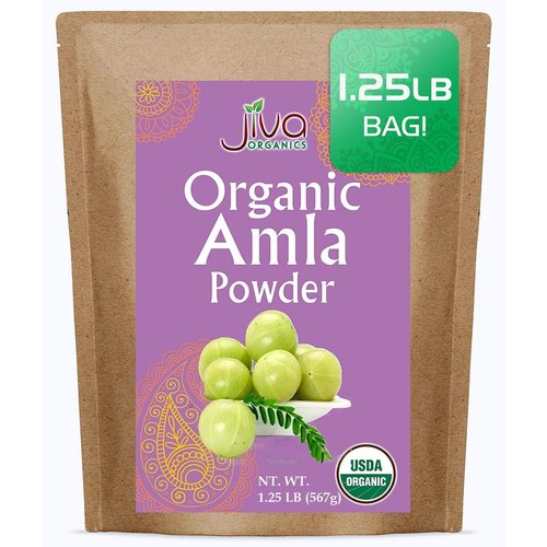 Organic Amla Powder 1.25 LB (20oz) - Pure, Lab Tested, Gluten Free, Non-GMO, Pure Amalaki Powder From India, Vitamin C, Bulk Bag, 100% Raw & Natural - by Jiva Organics