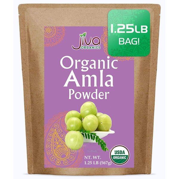 Organic Amla Powder 1.25 LB (20oz) - Pure, Lab Tested, Gluten Free, Non-GMO, Pure Amalaki Powder From India, Vitamin C, Bulk Bag, 100% Raw & Natural - by Jiva Organics