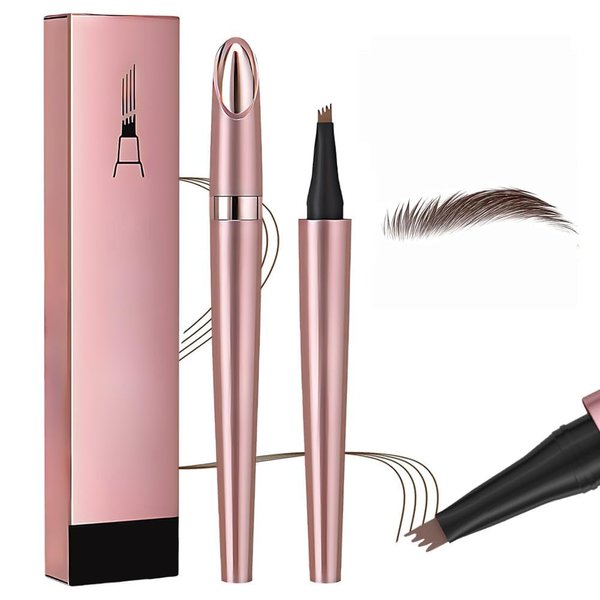 Generic 2024 New Eyebrow Microblading Pen, 3D Microblading Eyebrow Tattoo Pencil 4 Fork Tip, Waterproof Eyebrow Pencil, Natural Fine Stroke Microblading Eyebrow Pencil (Dark Brown)