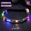 JEAIRTS Led Rhinestone Headband Crystal Headpieces Sparkly Forehead Head Chain Elastic Braided Hair Band Halloween Prom Hair Jewelry for Women and Girls (3-Colorful)