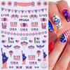 10 Sheets 4th of July Nail Art Stickers Patriotic Nail Decals 3D Self-Adhesive American Flag Independence Day Flame Butterfly Heart Nail Design Sticker Memorial Day Nail Decals for Holiday Nails