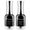 VENALISA 2 Pcs No Wipe Tempered Gel Top Coat and Base Coat Set Gel Nail Polish, Soak Off UV LED Nail Gel Polish Nail Art Starter Manicure Salon DIY at Home