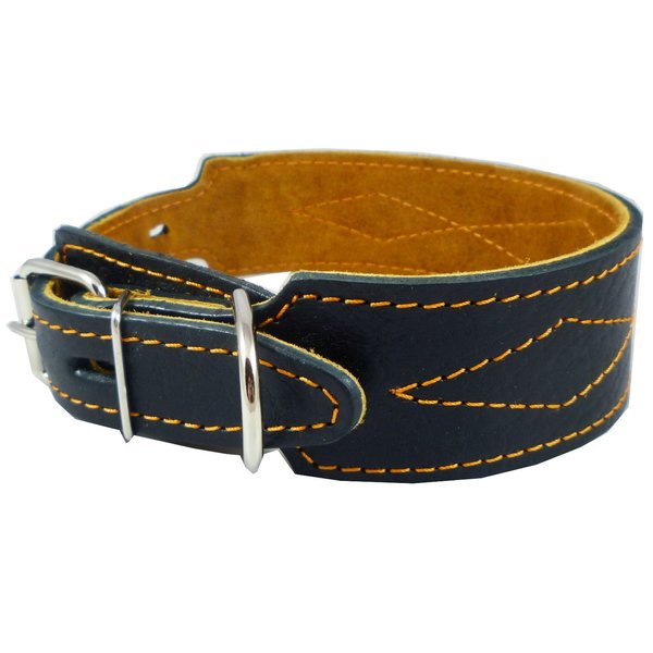 Real Leather Tapered Dog Collar 1.75" Wide, Fits 15"-19" Neck, Medium