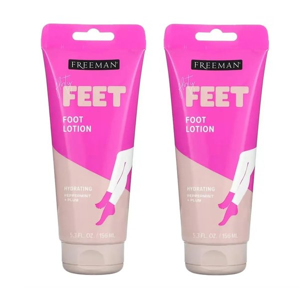 Freeman Flirty Feet Hydrating Foot Lotion, Peppermint and Plum, 5.3 Fl Oz, Pack of 2
