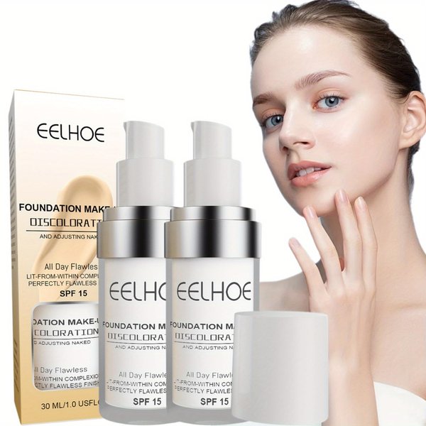 Color Changing Foundation, Discoloration Foundation Woman Gifts, Mature Skin Foundation, Hydrating Waterproof and Light Long Lasting Foundation, 30ml/2 Pack