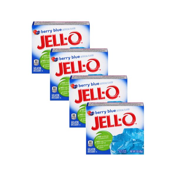 Jell-O Berry Blue Gelatin Dessert, 3 oz (4 Pack)