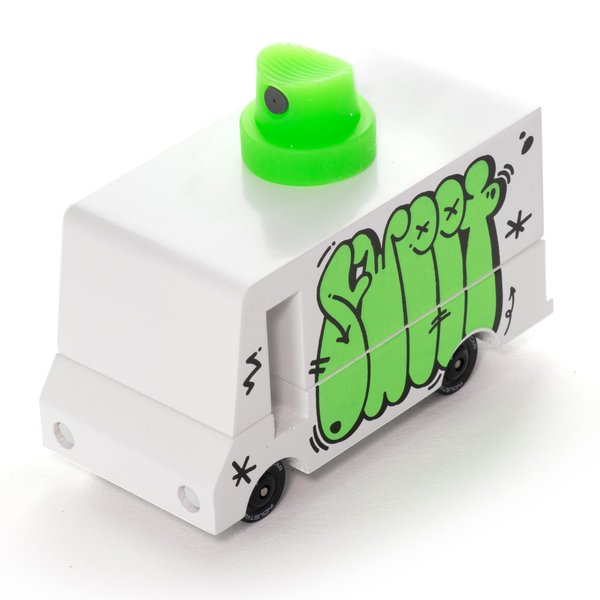Candylab Toys CANDYCAR® Wooden Food Truck Collection - Graffiti Green, Premium Handcrafted Beech Wood Toy Car