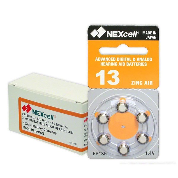 NEXcell Hearing Aid Batteries Size 13, PR48 (60 Batteries)