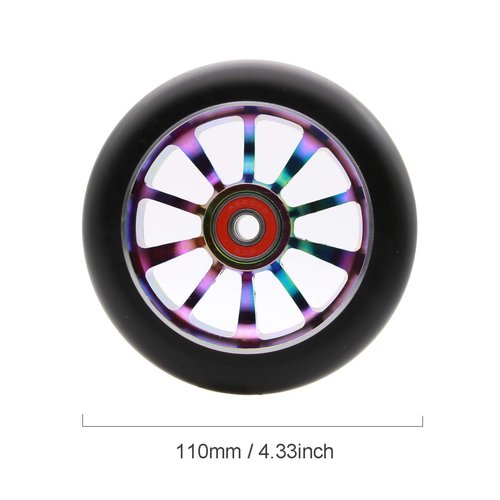 Z-FIRST 2PCS 110mm Hollow Core Pro Scooter Wheels with ABEC 9 Bearings Fit for MGP/Razor/Lucky Pro Scooters (Rainbow)