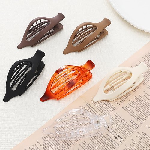 CHANDAT Flat Hair Clips 6 pcs Lay Down Claw Clips French Concord Hair Clips for Thick Hair Alligator Hair Clips for Thin Hair Duck Bill Hair Barrettes Hair Accessories for Women -Transparent