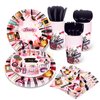 CC HOME Makeup Spa Party Supplies Serves 16, Ladies Girl Gang Party Plates Napkins Cups Party Decoration for Cosmetics Bestie Girls Adults Kids Birthday Baby Shower Wedding Garden Party Tableware
