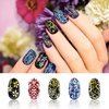 Warm Girl 432pcs 3D Flower Nail Art Stickers DIY Nail Decoration Tools 4 Sheets (Glod Sliver Black White)