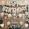 Happy Birthday Balloon Banner Cream, 16 Inch Beige Mylar Foil Letter Balloons, Boho Neutral Birthday Decorations with 10 Pcs Ivory Caramel Brown Foil Balloon, Inflatable Party Supplies for Women Girl