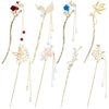 inSowni 8 Pieces Retro Vintage Asian Japanese Chinese Hanfu Gold Metal Flower Hair Sticks with Pearl Pendants Fishtail Lotus Butterfly Long Hair Pins Forks Chopsticks Bun Updo Holders for Women Girls
