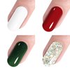 Vishine Soak Off UV LED Christmas Collection Glitter Gel Nail Polish Color Set Of 4 Colors X 8ml Red White Green Sparkle Silver Nail Art Kit Set