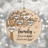 Family Where Life Begins and Never Ends Personalized 3 Inch Ceramic Christmas Ornament With Gift Box (4 Names)