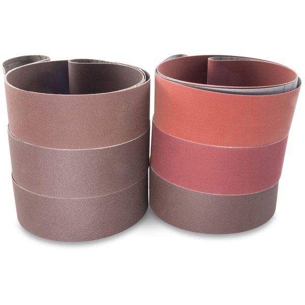 Red Label Abrasives 2 X 42 Inch Knife Makers Fine Grit Sanding Belts - 6 Pack Assortment for Knife Making, Sharpening, and Metal Working