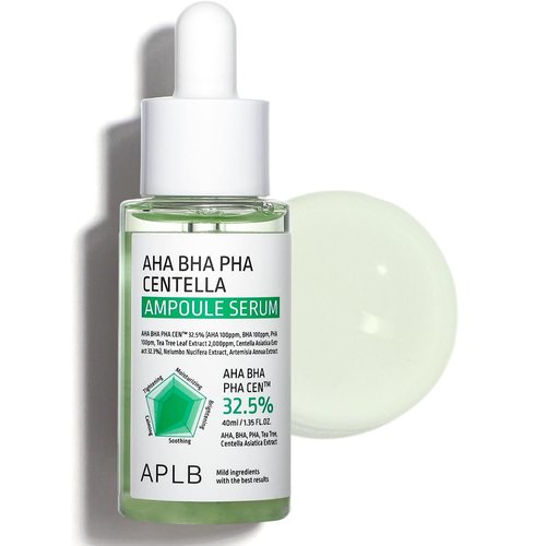 APLB AHA BHA PHA Centella Ampoule Serum | AHA BHA PHA CEN™ 32.5% 1.35 FL.OZ/Korean Skincare, Exfoliant, Long lasting moisturizing, Revitalize for gentle and improve skin texture