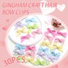 SAWINDA 30PCS Mini Hair Bows Gingham Craft 6 Color Bows for Hair Small Bow Hair Clips Cute Hair Ribbons Bowknot Barrettes Sweet Bows Claw Clips Y2k Hair Clips Accessories for Teens Kids Girls