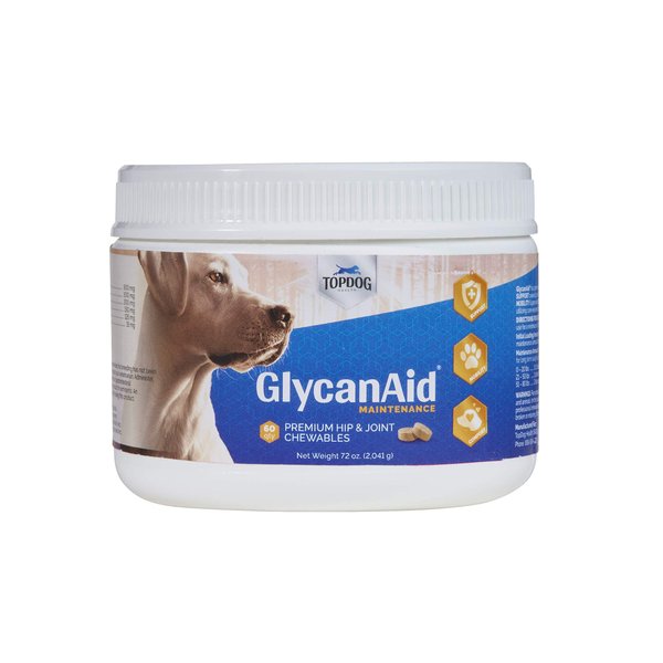 TopDog Health - GlycanAid Maintenance Joint Supplement for Dogs (60 Chewable Tablets) - Made in USA & with USA Ingredients - Glucosamine HCL - Chondroitin Sulfate - MSM - Cetyl-M - Vitamin C