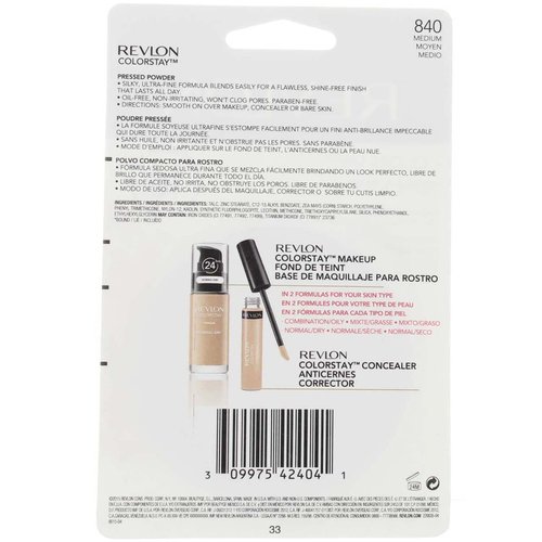 Revlon ColorStay Pressed Powder, Medium [840] 0.3 oz (Pack of 8)