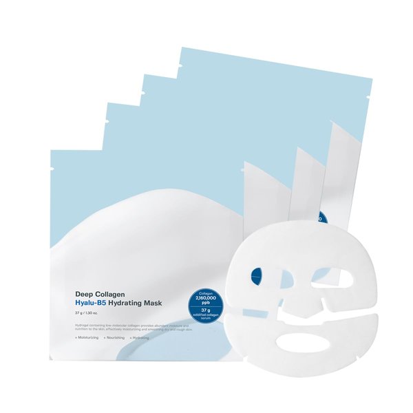 SUNGBOON EDITOR Deep Collagen Hyalu-B5 Hydrating Overnight Mask 37gx4ea | The real collagen 2,160,000ppb | Facial Hydrogel Masks with low molecular weight collagen for elasticity and moisturizing
