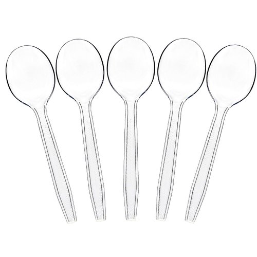 Plasticpro Clear Plastic Soup Spoons Disposable Cutlery Utensils 100 Count