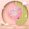 JOWHOL Pink Globe for Kids Learning Illuminated Globes of the World with Stand & Animals Illustrations Earth World Globe Night Light for Girls Room Decor Classroom Educational Tool Birthday Gift